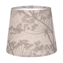French Drum Candle Shade In Soft Grey Cow Parsley, Reversed