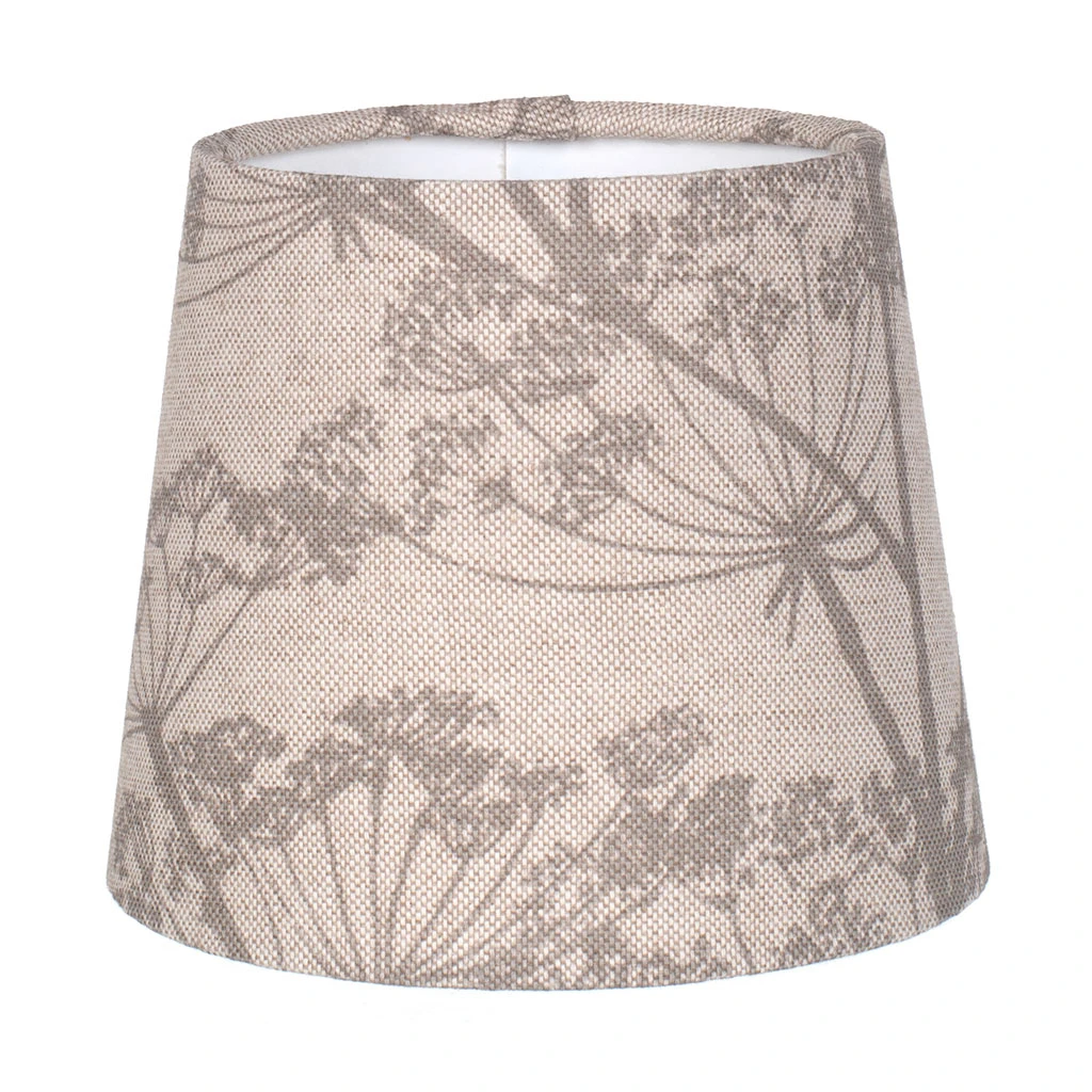 French Drum Candle Shade In Soft Grey Cow Parsley, Reversed 3 French Drum Candle Shade In Soft Grey Cow Parsley, Reversed