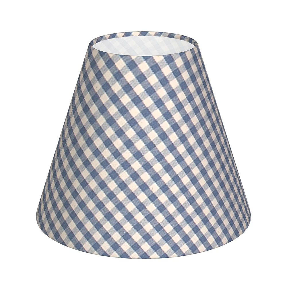 Candle Shade In Azure Blue Gingham 3 Candle Shade In Azure Blue Gingham