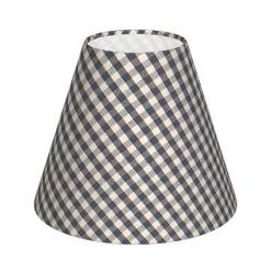 Candle Shade In Stone Grey Gingham