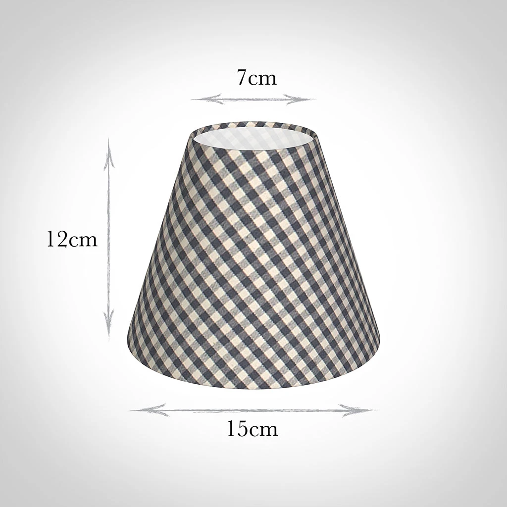 Candle Shade In Stone Grey Gingham 4 Candle Shade In Stone Grey Gingham - Image 2