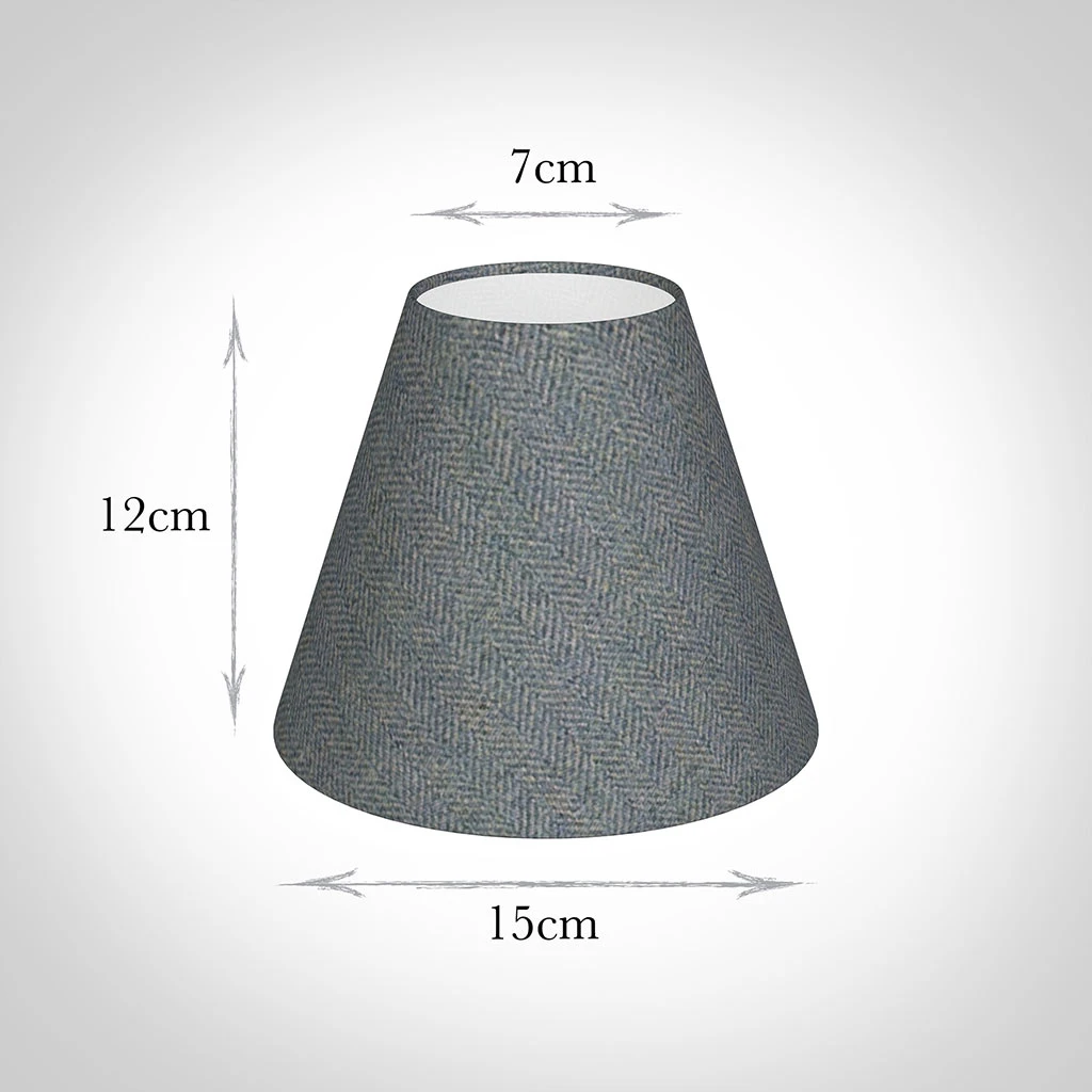 Candle Shade In Blue Herringbone Lovat Tweed 5 Candle Shade In Blue Herringbone Lovat Tweed - Image 3