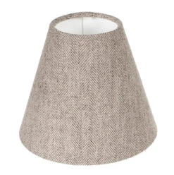 Candle Shade In Limestone Herringbone Lovat Tweed