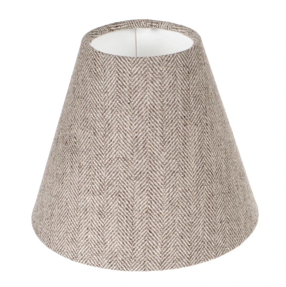 Candle Shade In Limestone Herringbone Lovat Tweed 3 Candle Shade In Limestone Herringbone Lovat Tweed