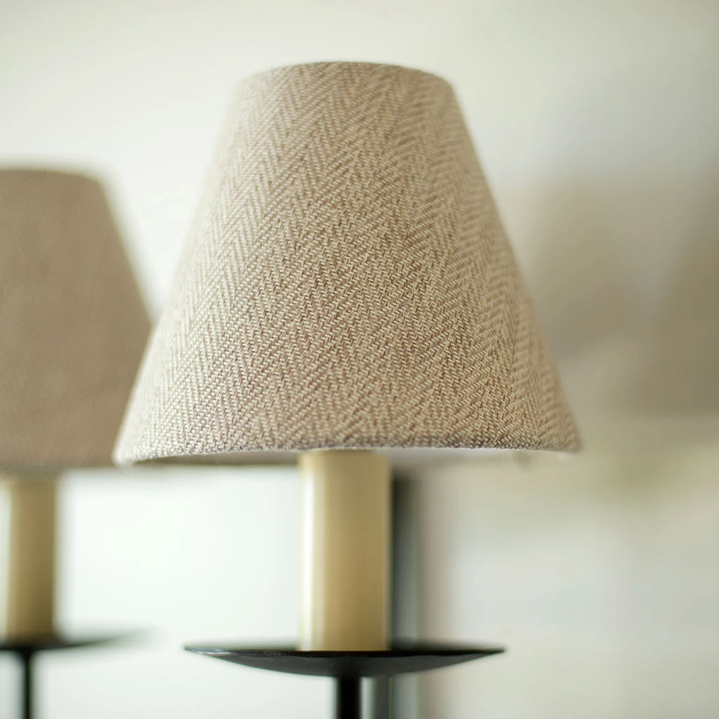 Candle Shade In Limestone Herringbone Lovat Tweed 4 Candle Shade In Limestone Herringbone Lovat Tweed - Image 2