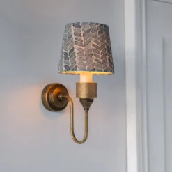 French Drum Candle Shade In Indigo Watercolour Leaf -Curtains & Poles Sales 10canfd13wlin 12