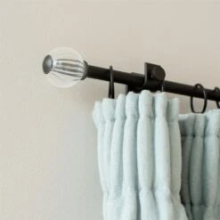 Fluted Glass Ball Finial For 12mm Pole In Beeswax -Curtains & Poles Sales 4009bw 12