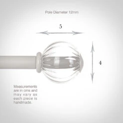 Fluted Glass Ball Finial For 12mm Pole In Clay -Curtains & Poles Sales 4009cl 13