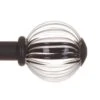 Fluted Glass Ball Finial For 12mm Pole In Matt Black -Curtains & Poles Sales 4009mb 1