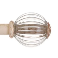 Fluted Glass Ball Finial For 12mm Pole Old Ivory