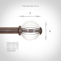 Fluted Glass Ball Finial For 12mm Pole In Polished -Curtains & Poles Sales 4009po 3