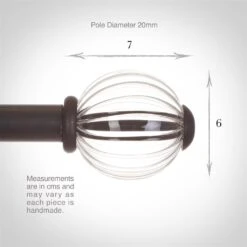 Fluted Glass Ball Finial For 20mm Pole In Beeswax 9 Fluted Glass Ball Finial For 20mm Pole In Beeswax -Curtains & Poles Sales 4010bw 3