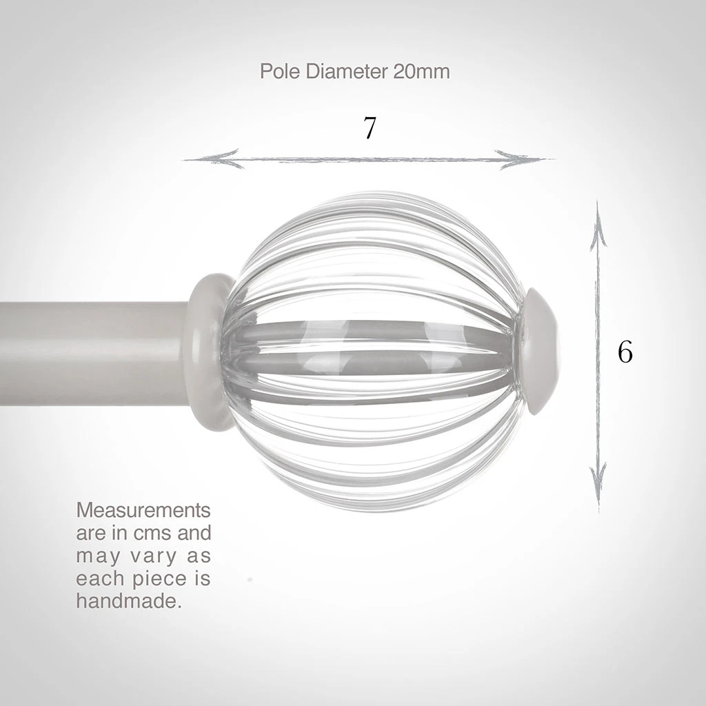 Fluted Glass Ball Finial For 20mm Pole In Clay 5 Fluted Glass Ball Finial For 20mm Pole In Clay - Image 3