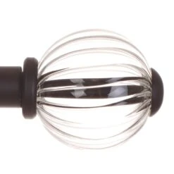 Fluted Glass Ball Finial For 20mm Pole In Matt Black
