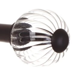 Fluted Glass Ball Finial For 20mm Pole In Matt Black -Curtains & Poles Sales 4010mb 2