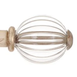 Fluted Glass Ball Finial For 20mm Pole In Old Ivory