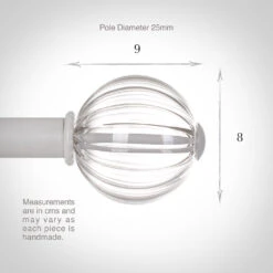 Fluted Glass Ball Finial For 25mm Pole In Clay -Curtains & Poles Sales 4011cl 13