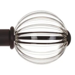 Fluted Glass Ball Finial For 25mm Pole In Matt Black