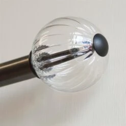 Fluted Glass Ball Finial For 25mm Pole In Matt Black -Curtains & Poles Sales 4011mb 4