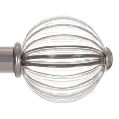 Fluted Glass Ball Finial For 25mm Pole In Mercury