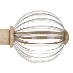 Fluted Glass Ball Finial For 25mm Pole In Old Ivory