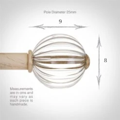 Fluted Glass Ball Finial For 25mm Pole In Old Ivory -Curtains & Poles Sales 4011oi 3