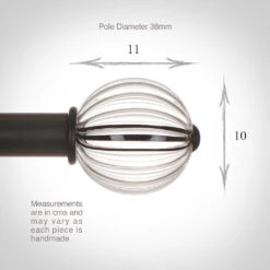 Fluted Glass Ball Finial For 38mm Pole In Beeswax -Curtains & Poles Sales 4012bw 13