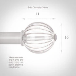 Fluted Glass Ball Finial For 38mm Pole In Clay -Curtains & Poles Sales 4012cl 13