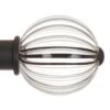 Fluted Glass Ball Finial For 38mm Pole In Matt Black -Curtains & Poles Sales 4012mb 1