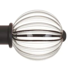 Fluted Glass Ball Finial For 38mm Pole In Matt Black