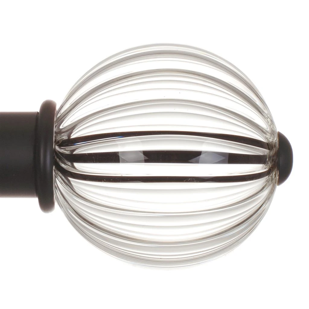 Fluted Glass Ball Finial For 38mm Pole In Matt Black 3 Fluted Glass Ball Finial For 38mm Pole In Matt Black