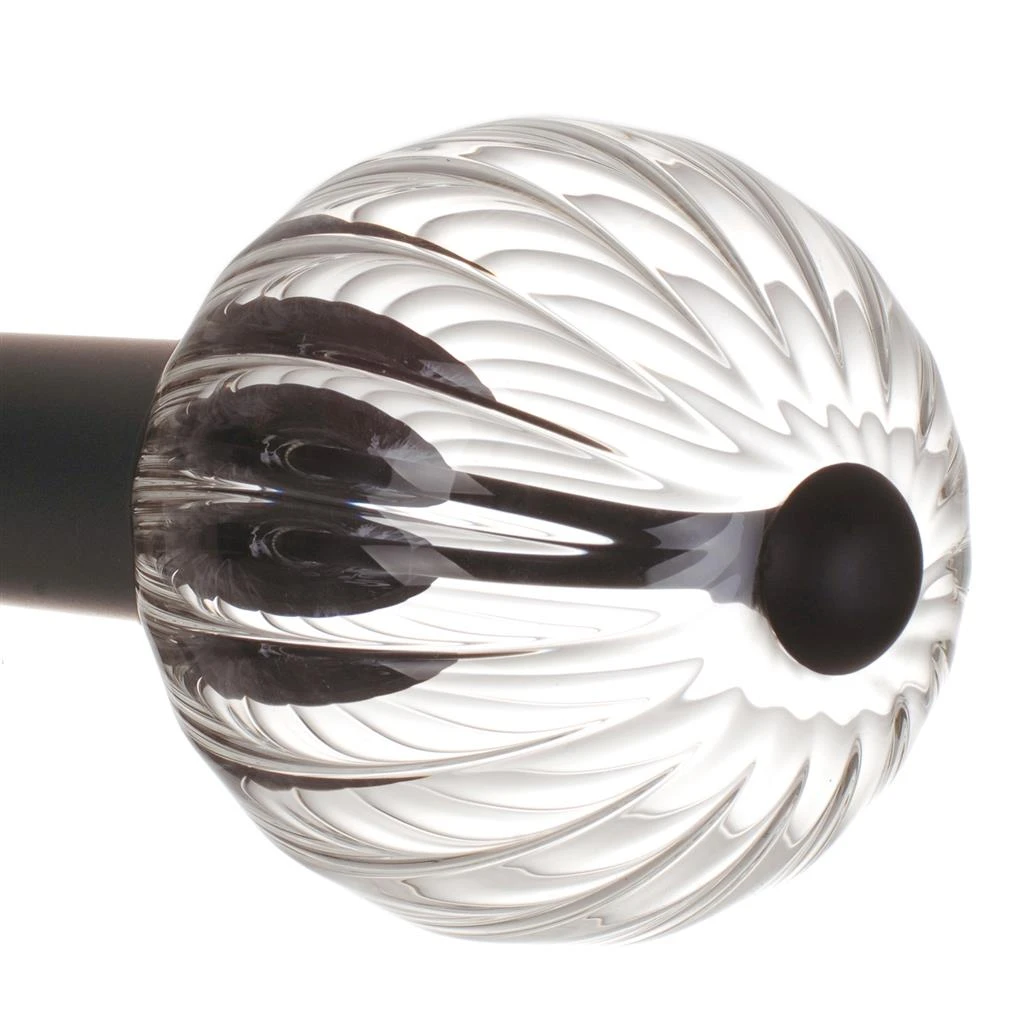 Fluted Glass Ball Finial For 38mm Pole In Matt Black 4 Fluted Glass Ball Finial For 38mm Pole In Matt Black - Image 2