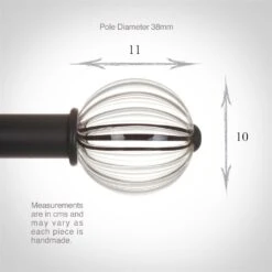 Fluted Glass Ball Finial For 38mm Pole In Matt Black 8 Fluted Glass Ball Finial For 38mm Pole In Matt Black -Curtains & Poles Sales 4012mb 3