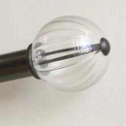 Fluted Glass Ball Finial For 38mm Pole In Matt Black 9 Fluted Glass Ball Finial For 38mm Pole In Matt Black -Curtains & Poles Sales 4012mb 4