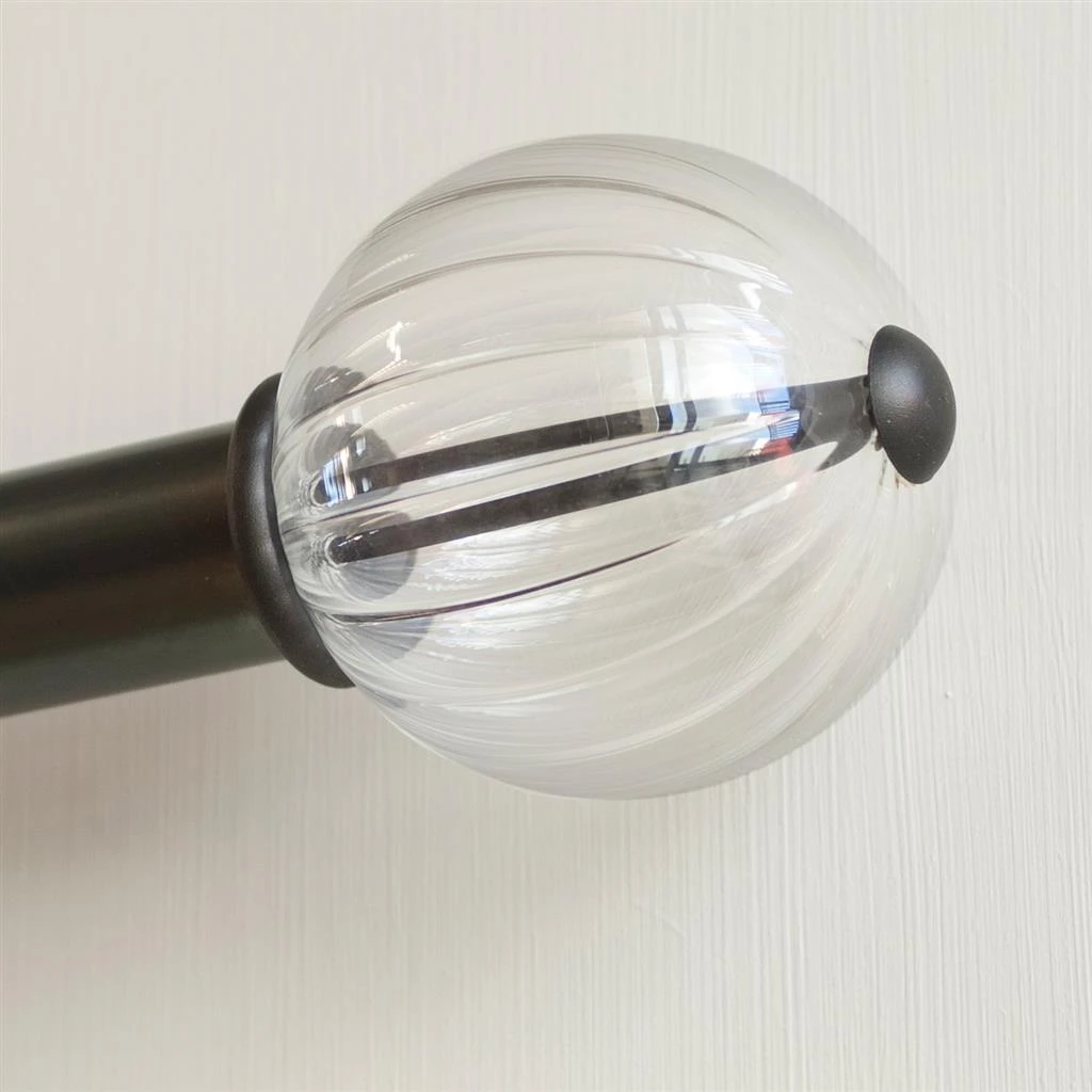 Fluted Glass Ball Finial For 38mm Pole In Matt Black 6 Fluted Glass Ball Finial For 38mm Pole In Matt Black - Image 4