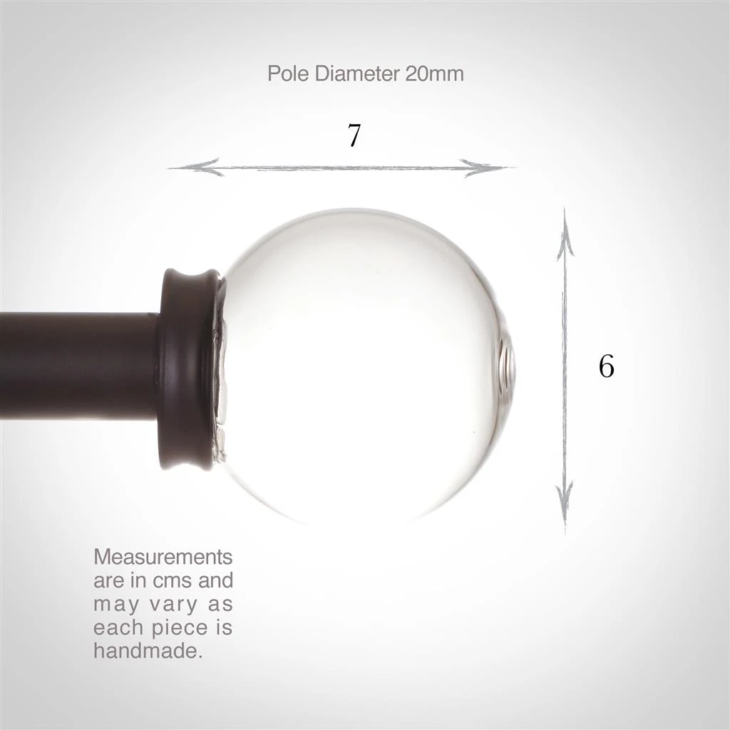 Glass Finial For 20mm Pole In Matt Black 6 Glass Finial For 20mm Pole In Matt Black - Image 4