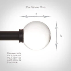 25mm Glass Finial In Matt Black -Curtains & Poles Sales 452mb 13