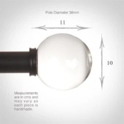 38mm Glass Finial In Matt Black -Curtains & Poles Sales 453mb 3