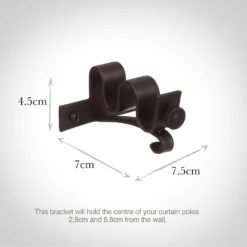 12/12mm Double Pole Centre Bracket In Beeswax -Curtains & Poles Sales 6001bw 13