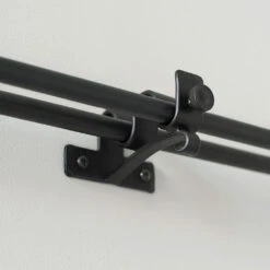 12/12mm Double Pole Centre Bracket In Matt Black -Curtains & Poles Sales 6001mb 12 1