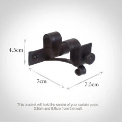 12/12mm Double Pole Centre Bracket In Matt Black -Curtains & Poles Sales 6001mb 13