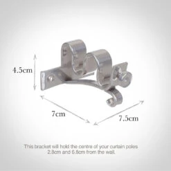 12/12mm Double Pole Centre Bracket In Mercury -Curtains & Poles Sales 6001me 13