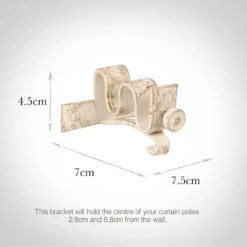 12/12mm Double Pole Centre Bracket In Old Ivory 7 12/12mm Double Pole Centre Bracket In Old Ivory -Curtains & Poles Sales 6001oi 13