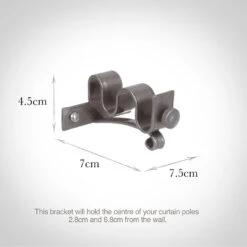 12/12mm Double Pole Centre Bracket In Polished -Curtains & Poles Sales 6001po 13