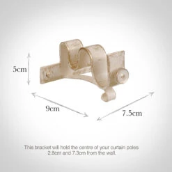 20/12mm Double Pole Centre Bracket In Old Ivory -Curtains & Poles Sales 6002oi 13