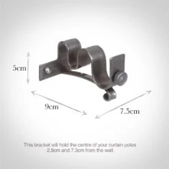 20/12mm Double Pole Centre Bracket In Polished -Curtains & Poles Sales 6002po 13