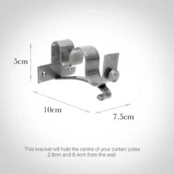 25/12mm Double Pole Centre Bracket In Mercury 7 25/12mm Double Pole Centre Bracket In Mercury -Curtains & Poles Sales 6003me 13