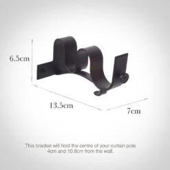 38/20mm Double Pole Centre Bracket In Matt Black -Curtains & Poles Sales 6004mb 13