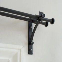 12/12mm Double Pole Standard Bracket In Matt Black -Curtains & Poles Sales 6005mb 12 1