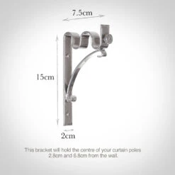 12/12mm Double Pole Standard Bracket In Mercury -Curtains & Poles Sales 6005me 13